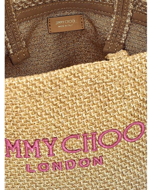 Jimmy Choo Brown 'Beach Tote E/W Mini' Handbag