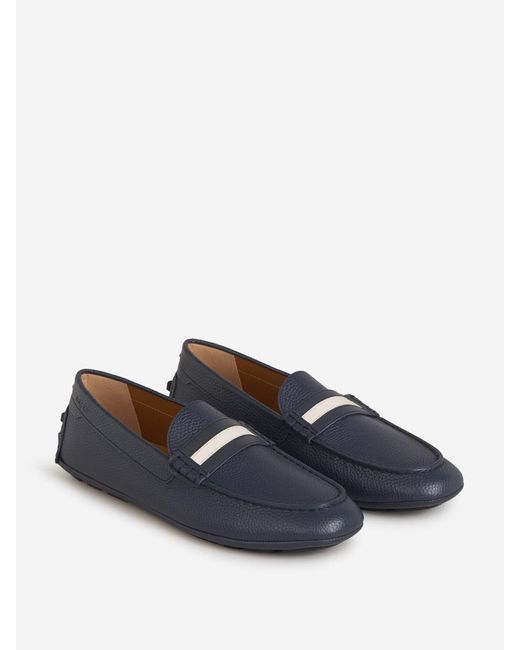 Bally Blue Striped Leather Loafers for men