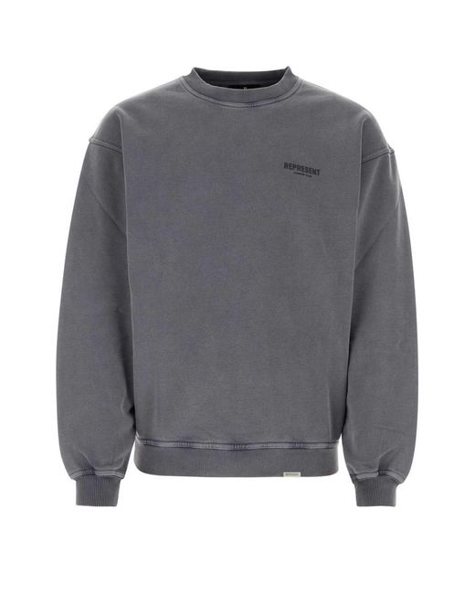 Represent Gray Charcoal Cotton Sweatshirt for men