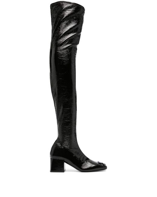Courreges Black Knee-high Boot In Leather