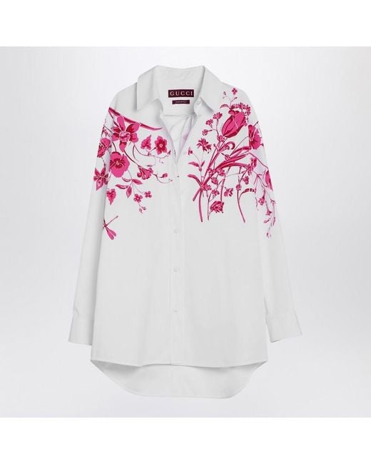 Gucci White Shirt With Fuchsia Print