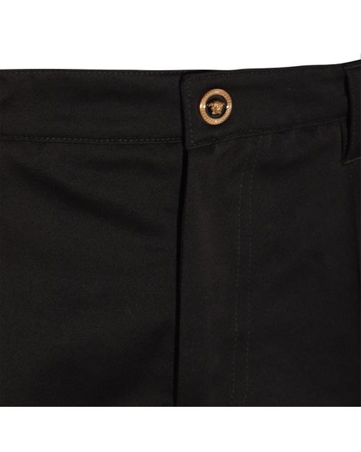 Versace Black Cotton Cargo Trousers for men