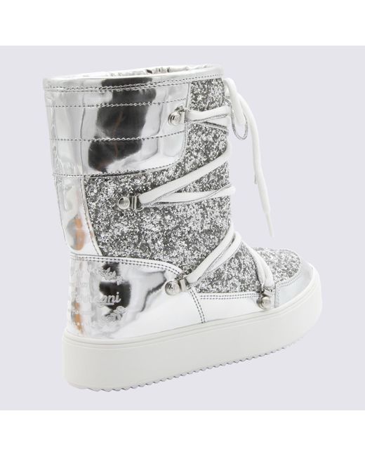 Chiara Ferragni Gray Silver Glitter Flat Ankle Boots