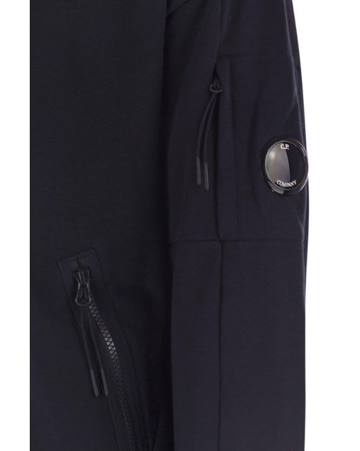 C P Company Blue Sweatshirt With Zip, Hood And Lens for men