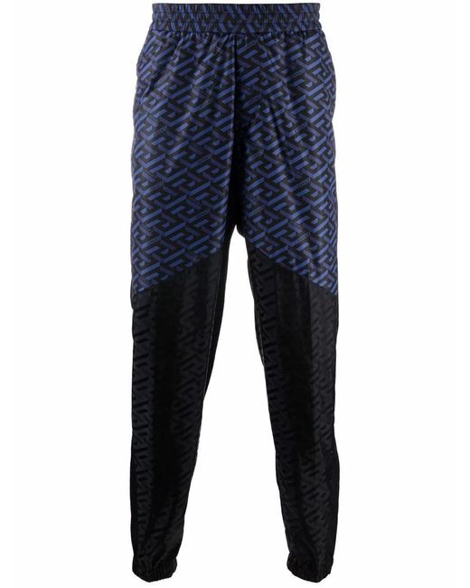 Versace Blue Sports Trousers With Print for men