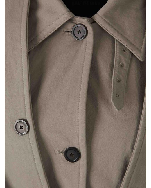 Balenciaga Natural Hooded Cotton Trench Coat
