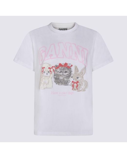 Ganni Women's White Bright Cotton T-Shirt