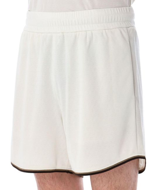 Fendi White Jacquard Football Shorts for men
