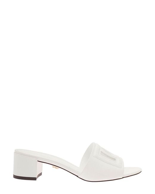 Dolce & Gabbana White Slide Sandal With Logo