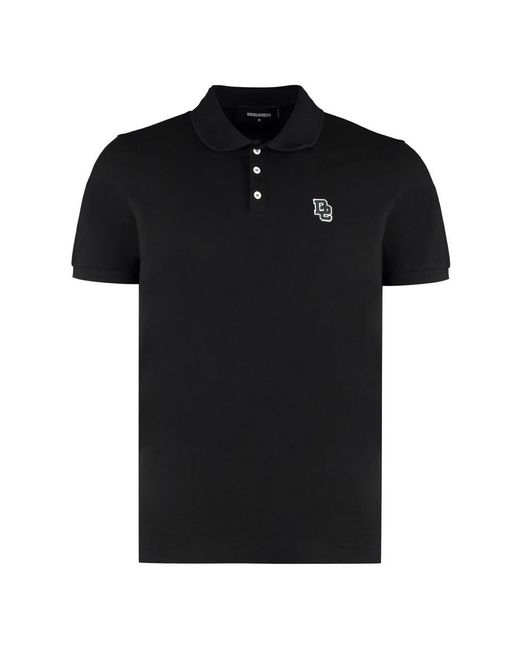 DSquared² Black Cotton-Piqué Polo Shirt for men