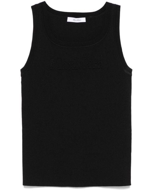 Max Mara Black Viscose Tank Top With Square Neckline