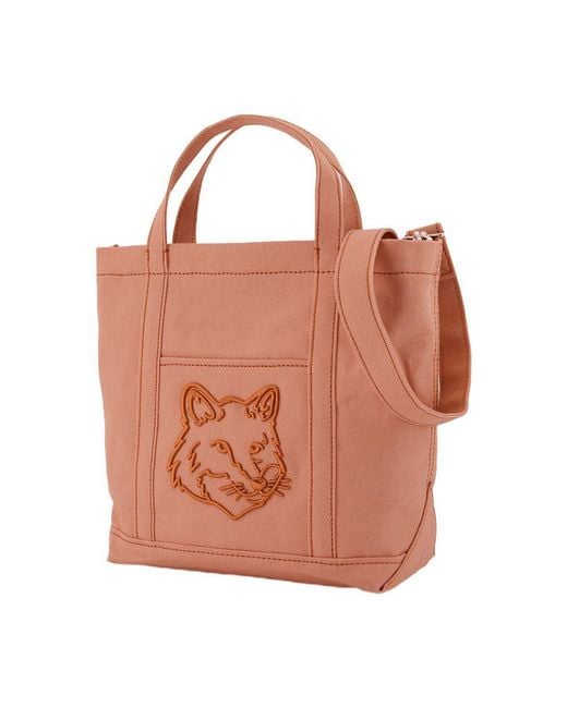 Maison Kitsuné Brown Fox Head Small Shopper Bag