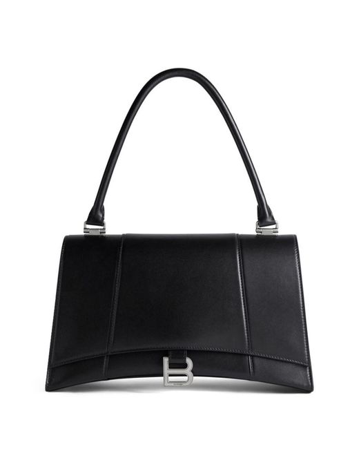 Balenciaga Black Medium Hourglass Leather Tote Bag