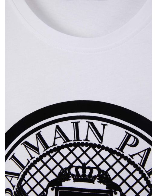 Balmain White Embossed Logo T-shirt for men