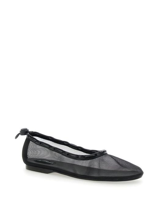 Alohas Black 'Gill' Ballerinas With Semi-Transparent Mesh Design And Adjustable Drawstring
