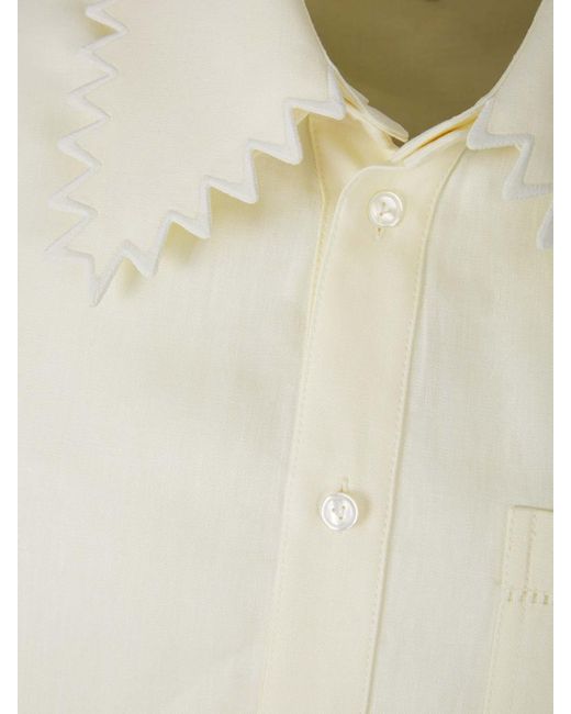 Bottega Veneta White English Linen Shirt