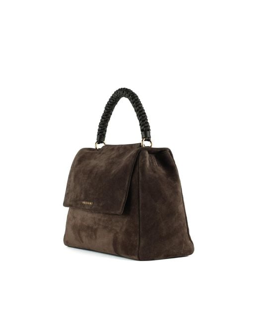 Orciani Black Sveva Scooby Peach Medium Suede Shoulder Bag With Shoulder Strap
