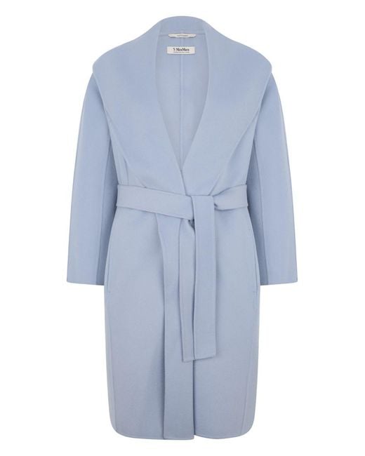 Max Mara Blue Messi Virgin Wool Coat