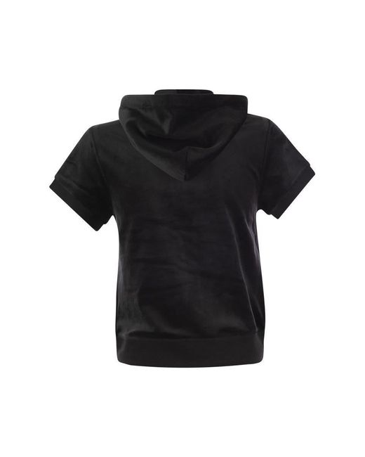 Juicy Couture Black Short-sleeved Velvet Hoodie