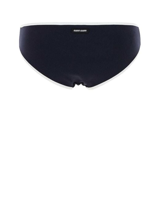 Miu Miu Blue Midnight Stretch Nylon Bikini Bottom