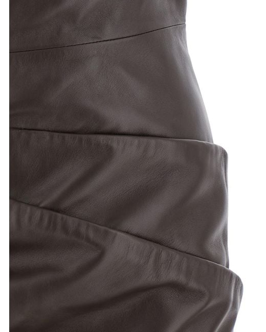 The Attico Brown Off-Shoulder Sleeveless Mini Dress With Rear Zip Closure