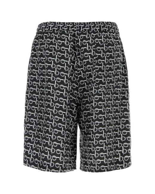 Burberry Gray Printed Silk Bermuda Shorts for men