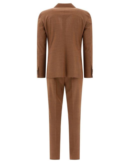 Tagliatore Brown Wool Double-Breasted Suit for men