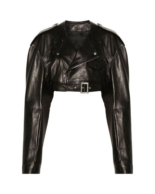 Rick Owens Black Leather Outerwears