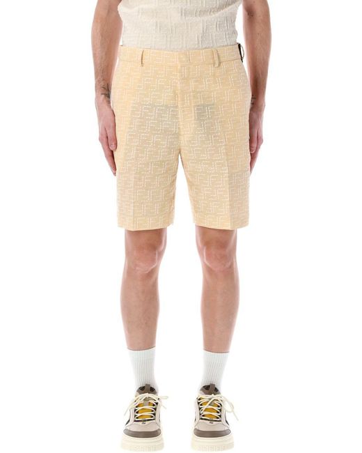 Fendi Natural Ff Jaquard Shorts for men