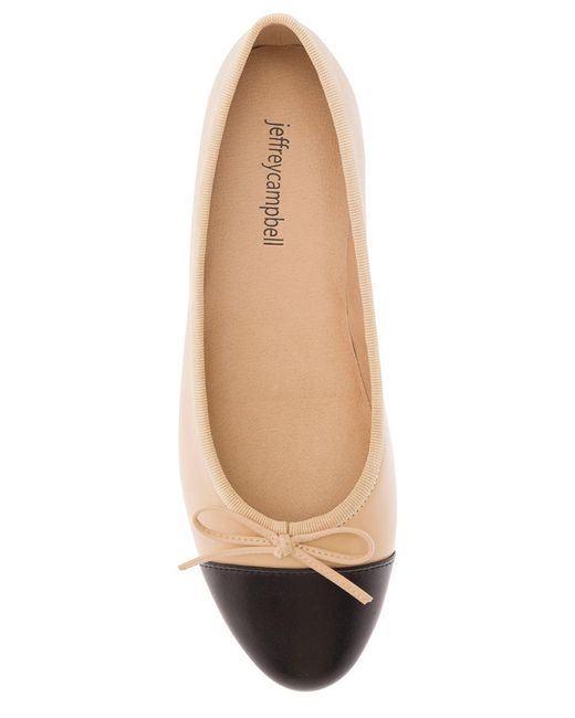 Jeffrey Campbell Natural Ballet Flats With Contrasting Toe And Bow