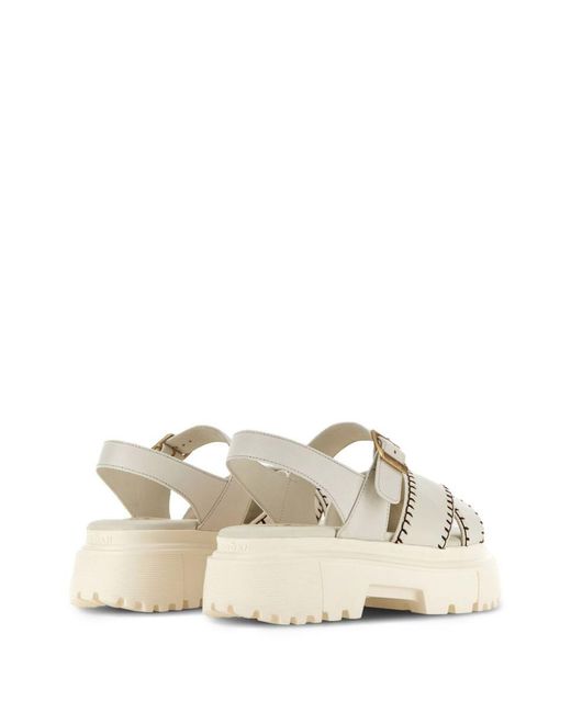 Hogan Natural And Leather Sandals