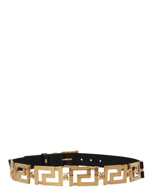 Versace Black Logo Chain Belts