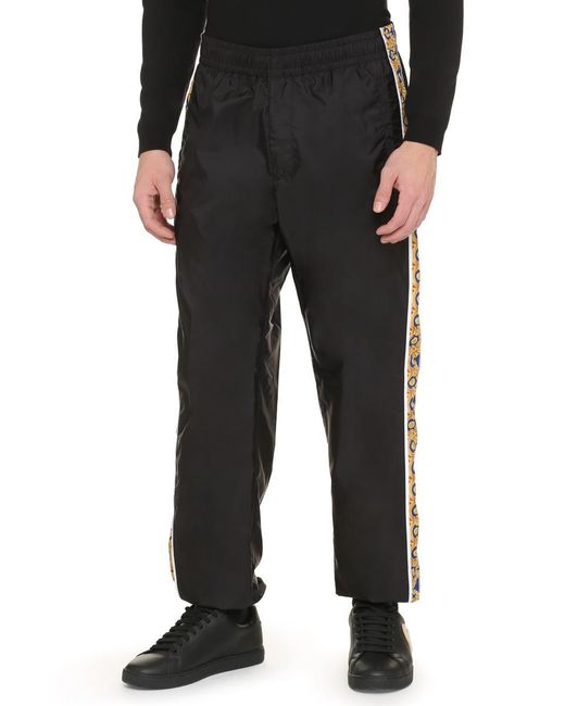Versace Black Track-pants With Contrasting Side Stripes for men