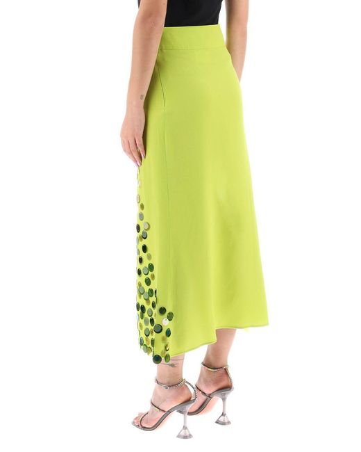Art Dealer Green Midi Skirt With Maxi Sequins