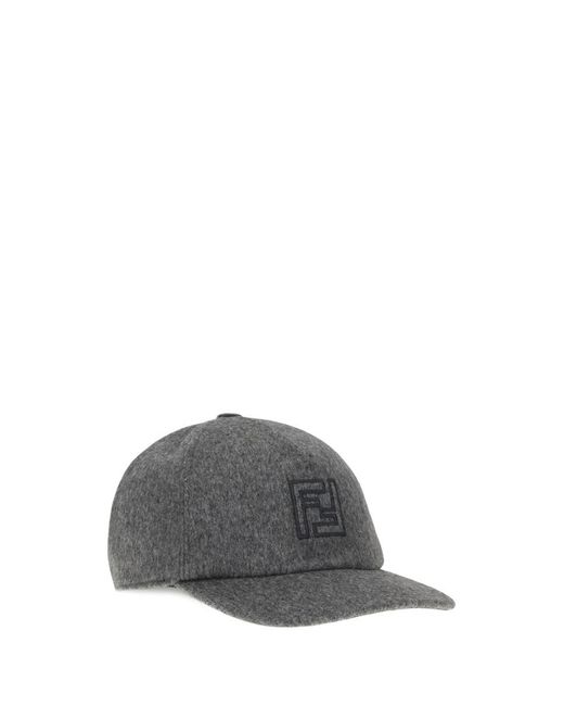 Fendi Gray Wool Baseball Hat