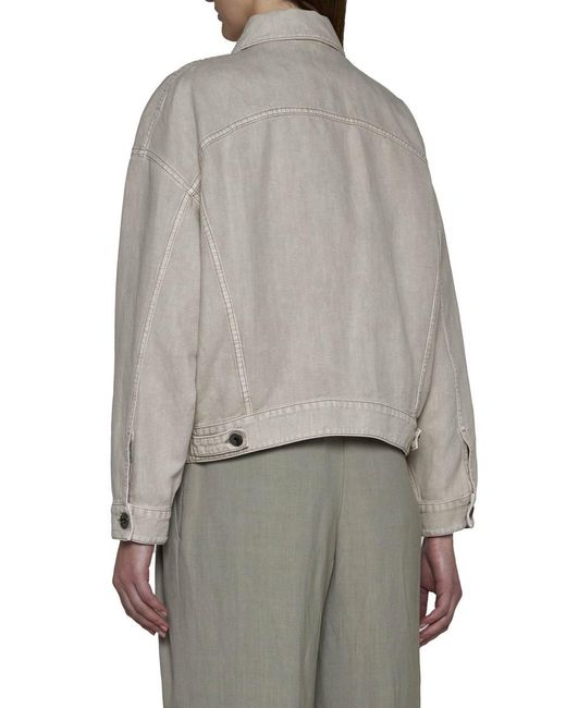 Brunello Cucinelli White Linen-blend Denim Jacket
