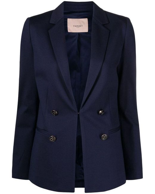 Twin Set Blue Double-Breasted Blazer