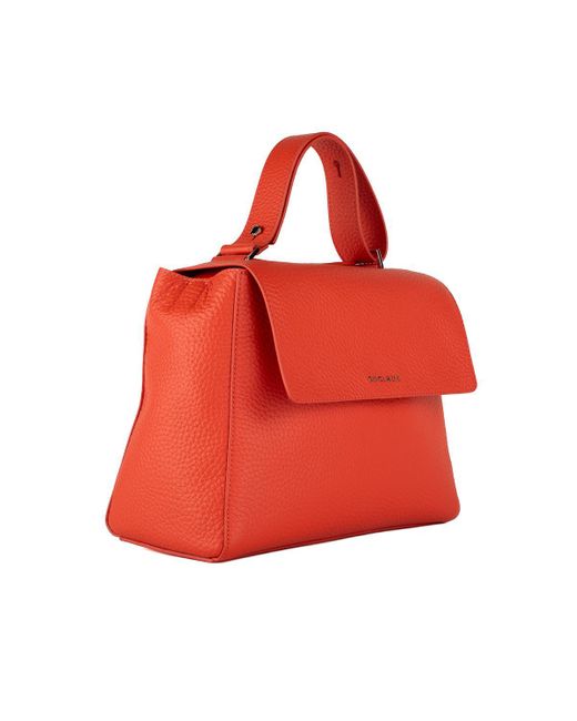Orciani Red Sveva Soft Medium Leather Shoulder Bag With Poppy Shoulder Strap