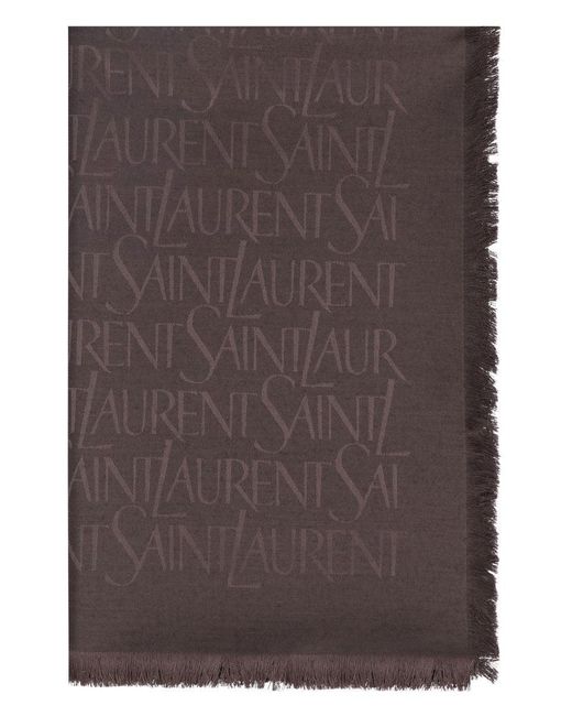 Saint Laurent Brown Wool And Silk Scarf