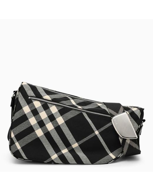 Burberry Black Shield Large Messenger Bag/Calico Cotton Blend With Check Pattern for men