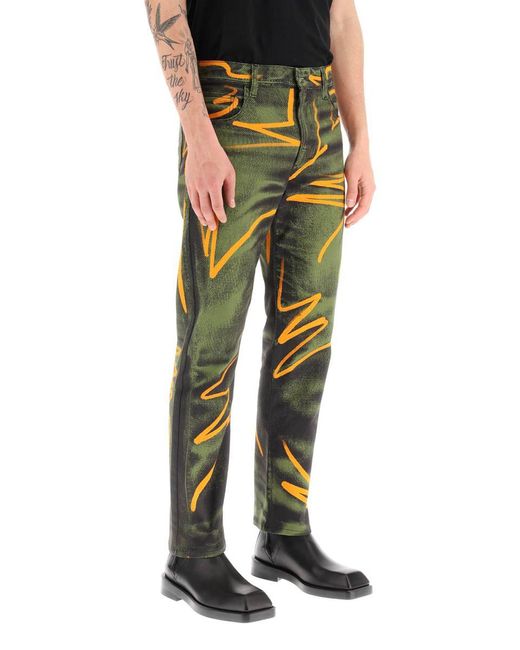 Moschino Green Shadows & squiggles Cotton Pants for men