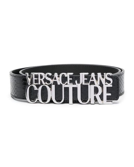 Versace Black Logo-buckle Leather Belt