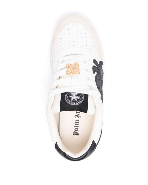 Palm Angels White Logo-appliqué Leather Sneakers