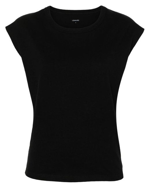 Lemaire Black Cap Sleeve T-shirt Clothing
