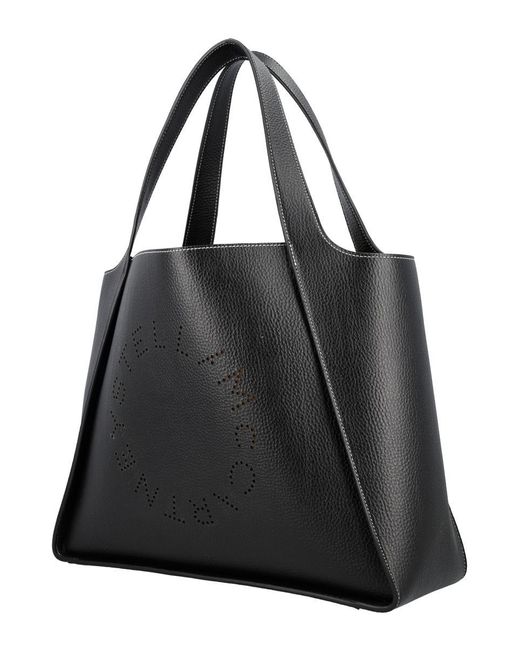 Stella McCartney Black Logo Grainy Alter Mat Tote Bag