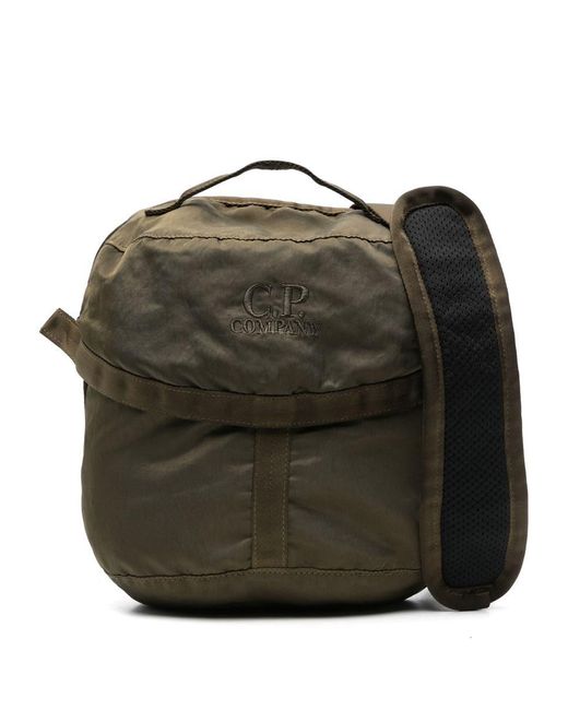 C P Company Green Nylon B Shoulder Pouch Bags for men