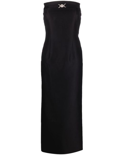 Versace Black Wool And Silk Blend Long Pencil Dress
