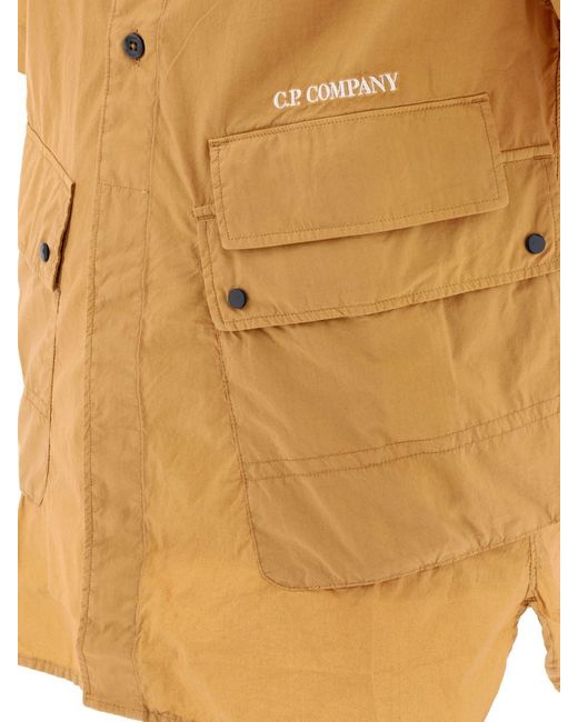 C P Company Yellow Poplin Shirt With Pockets for men