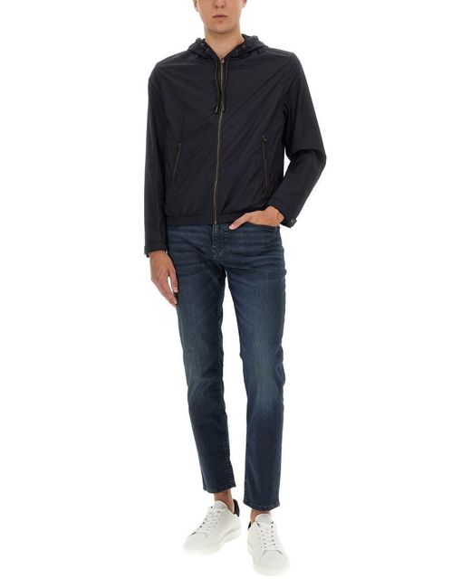 Boss Blue "L-Calfo1" Jacket With Hood And Zipper for men