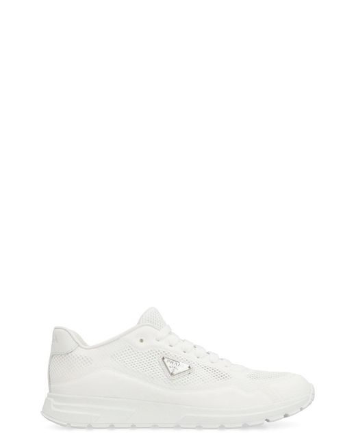Prada White Prax 2.0 Fabric Low-Top Sneakers